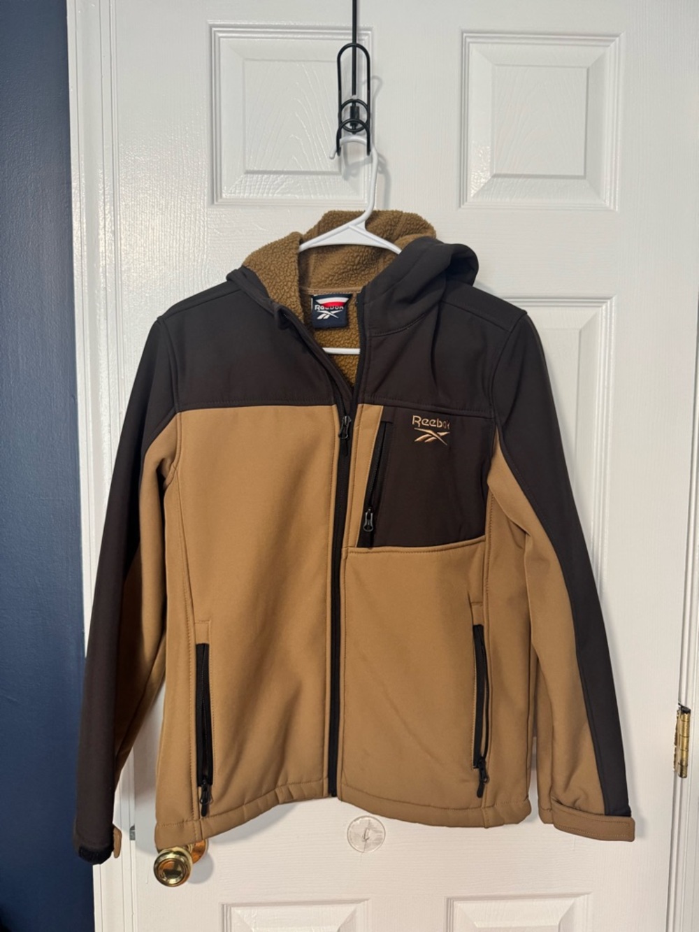 Reebok Big Boys Two-Tone Brown Hooded Softshell Jacket